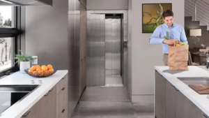 Architectural floor plans showing a stacked closet shaft designed for a future home elevator installation in a North Texas residence